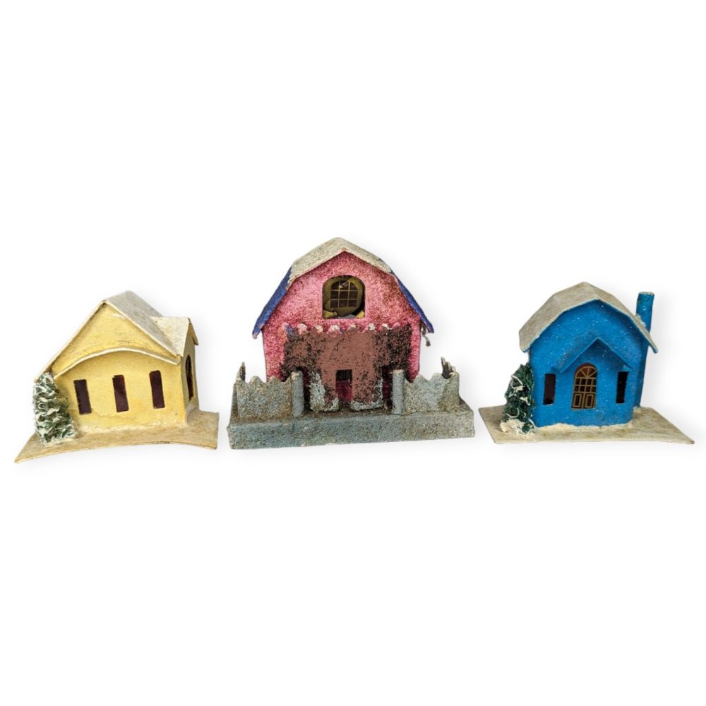 Vintage Putz Houses Group of 3